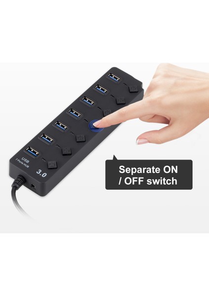 USB 3.0 Hub Ayırıcı 7 Portlu Açma/kapama Anahtarlı Yüksek Hızlı 5gbps Mikro Çoklu USB Port Genişletici Pc Bilgisayar Için (Yurt Dışından) fırsatları