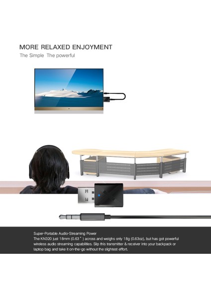 KN320 Ses Adaptörü USB Bt 2'si 1 Arada Verici/alıcı Adaptörü Mini Taşınabilir Kulaklık Ses Kablosuz Alıcı (Yurt Dışından) modelleri