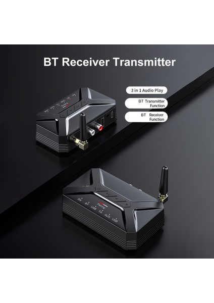 T-R22 Bt5.0 Ses Alıcısı Verici 2'si 1 Arada Kablosuz 3,5 mm Ses Adaptörü USB Aux Girişi Tv Araba Stereo Hoparlör Kulaklık (Yurt Dışından)