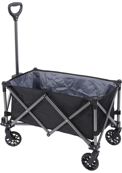 Katlanır Vagon Arabası 100L Polyester Çelik Açık Yardımcı Bakkal Vagon Plaj Arabası Spor Alışveriş Kamp Siyah (Yurt Dışından)