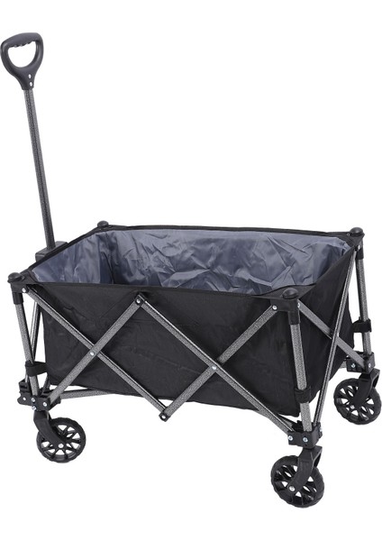 Katlanır Vagon Arabası 100L Polyester Çelik Açık Yardımcı Bakkal Vagon Plaj Arabası Spor Alışveriş Kamp Siyah (Yurt Dışından)