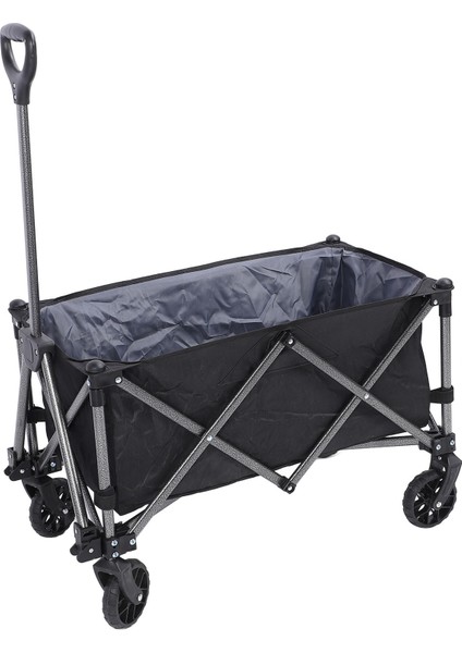 Katlanır Vagon Arabası 100L Polyester Çelik Açık Yardımcı Bakkal Vagon Plaj Arabası Spor Alışveriş Kamp Siyah (Yurt Dışından)