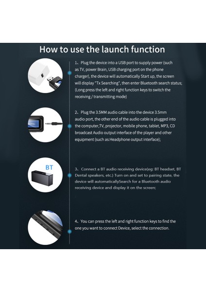 Kablosuz Adaptör Bluetooth 5.0 Ses Verici Alıcı 3.5mm Aux Jakı 2'si 1 Arada USB Bluetooth Dongle LCD Ekranlı Tv Pc Için (Yurt Dışından) indirimleri