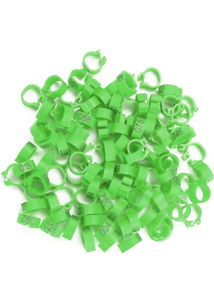 100 Adet / Torba 8mm 001-100 Numaralı Plastik Mektup Güvercin Kuş Bacak Bantları Yüzükler (Yeşil) (Yurt Dışından)
