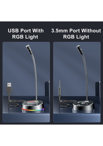 Sada MK08 USB Masa Mikrofonu Tak ve Çalıştır Profesyonel 360 Derece Çok Yönlü Mikrofon Rgb LED Işıklı Masaüstü Kondenser Mikrofonu Yaşam Oyunlarını Kaydetmek Için (Yurt Dışından)