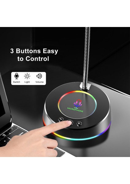 Sada MK08 USB Masa Mikrofonu Tak ve Çalıştır Profesyonel 360 Derece Çok Yönlü Mikrofon Rgb LED Işıklı Masaüstü Kondenser Mikrofonu Yaşam Oyunlarını Kaydetmek Için (Yurt Dışından) indirimleri