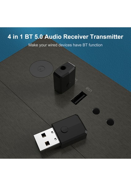 ZF-169S USB Bluetooth 5.0 Ses Alıcısı Verici Kablosuz Müzik Dongle Adaptörü 3.5mm Aux Jakı Araba Tv Pc Hoparlör Kulaklık (Yurt Dışından)