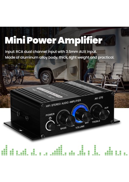 AK270 Mini Ses 2 Kanallı Stereo Güç Amplifikatörü Taşınabilir Ses Amplifikatörü Aux Girişli Hoparlör Amplifikatörü Araba ve Ev Için (Yurt Dışından) modelleri