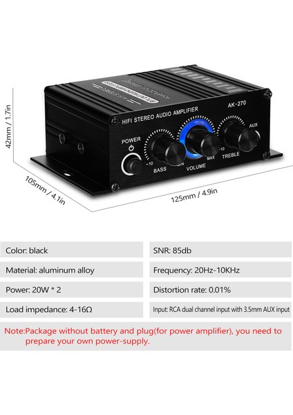 AK270 Mini Ses 2 Kanallı Stereo Güç Amplifikatörü Taşınabilir Ses Amplifikatörü Aux Girişli Hoparlör Amplifikatörü Araba ve Ev Için (Yurt Dışından) fırsatları