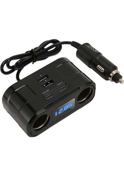 Araba Çakmak Soketi Ayırıcı Çok Işlevli Aşırı Gerilim Koruması USB Tip C Çıkış Portu Telefonlar Tabletler Için (Yurt Dışından)
