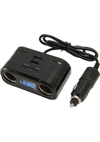 Araba Çakmak Soketi Ayırıcı Çok Işlevli Aşırı Gerilim Koruması USB Tip C Çıkış Portu Telefonlar Tabletler Için (Yurt Dışından)