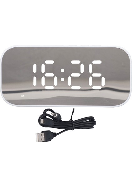 Çalar Saat Radyo Taşınabilir Kısma Kontrolü Çift Alarm Fm Çalar Saat Radyo Bluetooth Hoparlörlü Ev Ofis Beyaz (Yurt Dışından)