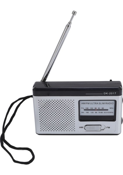 Taşınabilir Fm Am Radyo Pil ile Çalışan Kompakt Transistörlü Radyo Kulaklık Girişi Dahili Hoparlör DK-2017 Gümüş Siyah (Yurt Dışından)