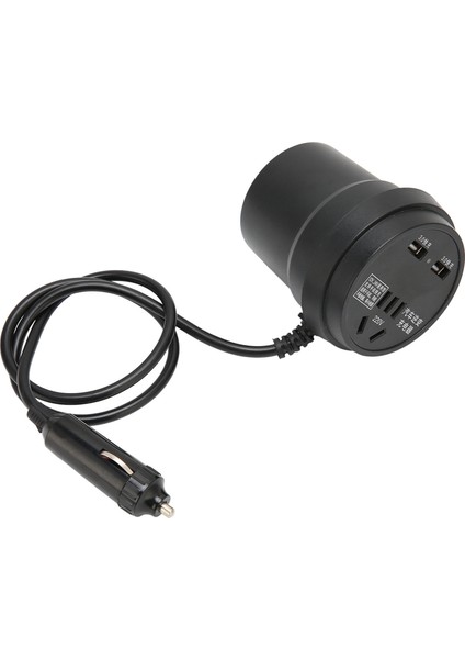 Siyah Araba Invertörü 150W Dc 12‑24V'DEN Ac'ye - Dönüştürücü 2 USB Portlu Güç Adaptörü Otomobil Için (Yurt Dışından)