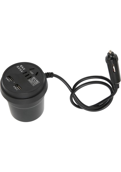 Siyah Araba Invertörü 150W Dc 12‑24V'DEN Ac'ye - Dönüştürücü 2 USB Portlu Güç Adaptörü Otomobil Için (Yurt Dışından)