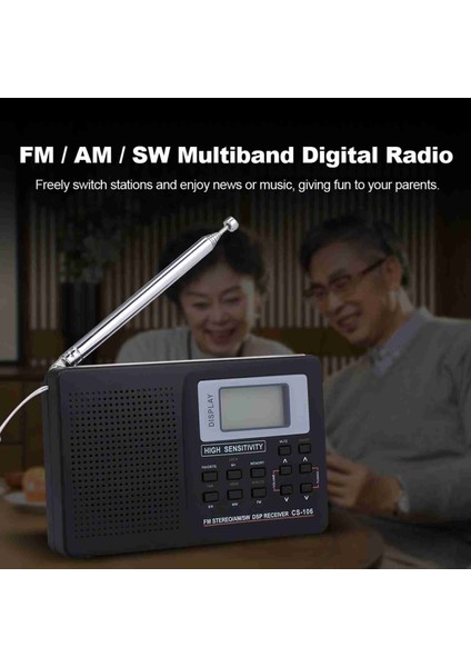 Taşınabilir Radyo Am Fm Sw Çok Bantlı Dijital Ekranlı Kısa Dalga Radyo Saat ve Alarm Fonksiyonlu (Yurt Dışından)