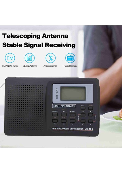 Taşınabilir Radyo Am Fm Sw Çok Bantlı Dijital Ekranlı Kısa Dalga Radyo Saat ve Alarm Fonksiyonlu (Yurt Dışından)