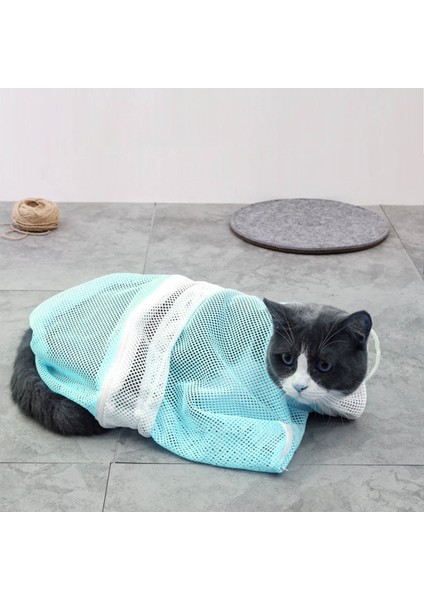 Kedi Banyo Çantası Nefes Ayarlanabilir Kedi Duş Örgü Bakım Saplı Çanta Banyo Için Enjeksiyon Tırnak Süsleme Yeşil ve Beyaz (Yurt Dışından)