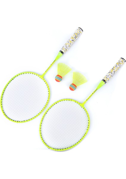 Çocuk Badminton Raketi 2 Top Seti Açık Hava Spor Oyunu Çocuk Erkek Kız Oyuncak Floresan Sarı (Yurt Dışından)