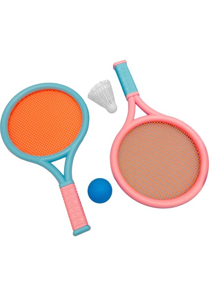 Çocuk Badminton Raketi Kaymaz Dalı Elastik Taşınabilir Tenis Raketi Seti Çocuklar Için 2 Raketleri 2 Topları Mavi Pembe (Yurt Dışından)