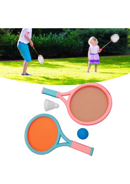 Çocuk Badminton Raketi Kaymaz Dalı Elastik Taşınabilir Tenis Raketi Seti Çocuklar Için 2 Raketleri 2 Topları Mavi Pembe (Yurt Dışından)
