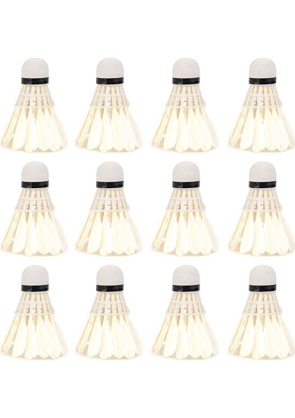 12 Adet/grup Beyaz Tüy Badminton Topları Raketle Açık Spor Eğitim Aksesuarı (Yurt Dışından)