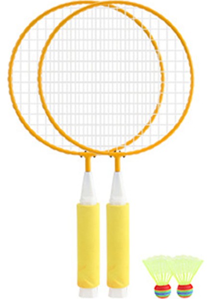 Çocuk Badminton Raketi Seti Büyük Örgü Yumuşak Anti Kayma Kolu Rahat Kavrama Çocuklar Badminton Raketi S 2 Topları Sarı (Yurt Dışından)