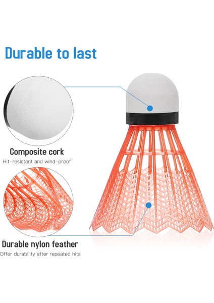 12 Adet Naylon Raketle Plastik Badminton Raketle Kapalı Açık Spor Badminton Topları Rüzgar Geçirmez Raketle (Yurt Dışından)