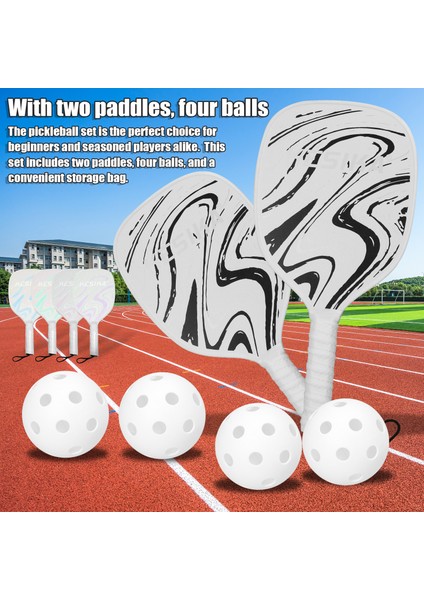 Pickleball Raketleri Seti Pickleball Kürek Seti 2 Raket ve 4 Pickleballs Topları Turşu Topu Raket Topları ile Spor Aksesuarı (Yurt Dışından)
