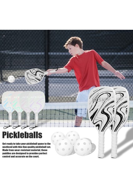 Pickleball Raketleri Seti Pickleball Kürek Seti 2 Raket ve 4 Pickleballs Topları Turşu Topu Raket Topları ile Spor Aksesuarı (Yurt Dışından)