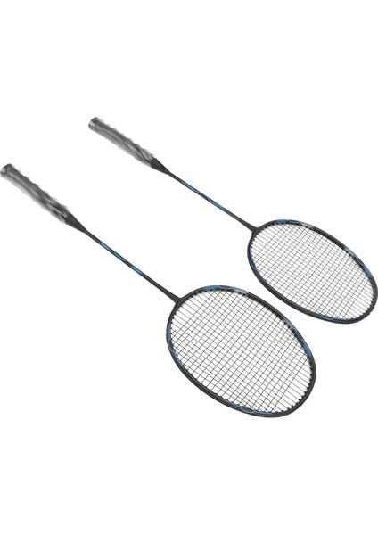 Badminton Raketi Karbon Alüminyum Tek Parça Hafif Sağlam Badminton Raketi Seti Topu Eğitim Erkekler Kadınlar Için Siyah Mavi (Yurt Dışından)