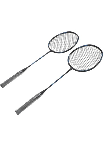 Badminton Raketi Karbon Alüminyum Tek Parça Hafif Sağlam Badminton Raketi Seti Topu Eğitim Erkekler Kadınlar Için Siyah Mavi (Yurt Dışından)