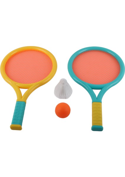 Çocuk Badminton Raketi Kaymaz Dalı Elastik Taşınabilir Tenis Raketi Seti Çocuklar Için 2 Raketleri 2 Topları Mavi Sarı (Yurt Dışından)