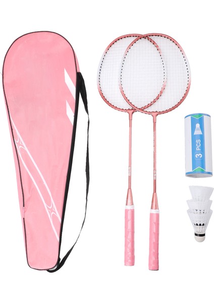 Badminton Seti Profesyonel Demir Alaşımlı Badminton Raketi 3 Raketle Taşıma Çantası Acemi Için Çocuk Yetişkin Pembe (Yurt Dışından)