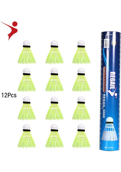 Regaıl 12 Adet Taklit Naylon Tüy Badminton Plastik Kuş Topu Seti Raketle Açık Havada Spor Aktiviteleri / Eğitim (Yurt Dışından)
