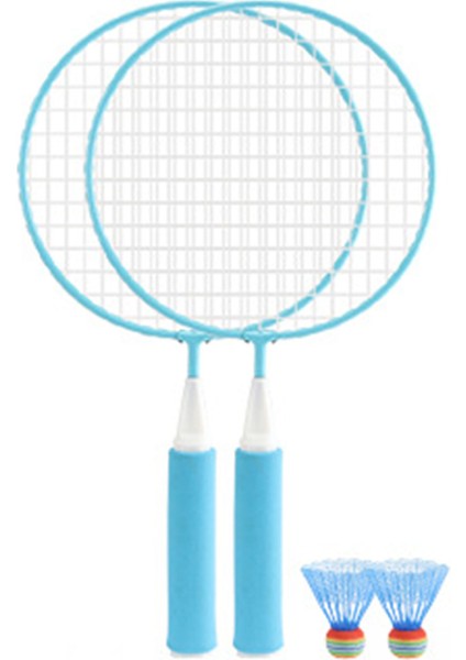 Çocuk Badminton Raketi Seti Büyük Örgü Yumuşak Anti Kayma Kolu Rahat Kavrama Çocuklar Badminton Raketi S 2 Topları ile Mavi (Yurt Dışından)