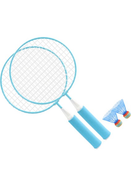 Çocuk Badminton Raketi Seti Büyük Örgü Yumuşak Anti Kayma Kolu Rahat Kavrama Çocuklar Badminton Raketi S 2 Topları ile Mavi (Yurt Dışından)