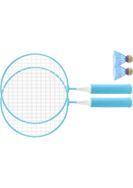 Çocuk Badminton Raketi Seti Büyük Örgü Yumuşak Anti Kayma Kolu Rahat Kavrama Çocuklar Badminton Raketi S 2 Topları ile Mavi (Yurt Dışından)