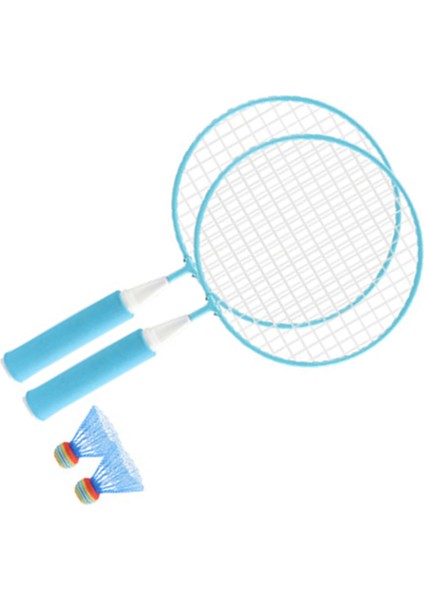 Çocuk Badminton Raketi Seti Büyük Örgü Yumuşak Anti Kayma Kolu Rahat Kavrama Çocuklar Badminton Raketi S 2 Topları ile Mavi (Yurt Dışından)