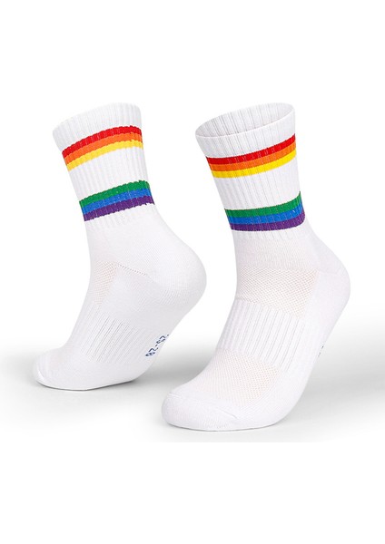 Ter Esneklik Atletik Çorap Pamuk Tenis Çorapları Çizgili Ekip Çorap Spor Koşu Çorapları (Yurt Dışından)