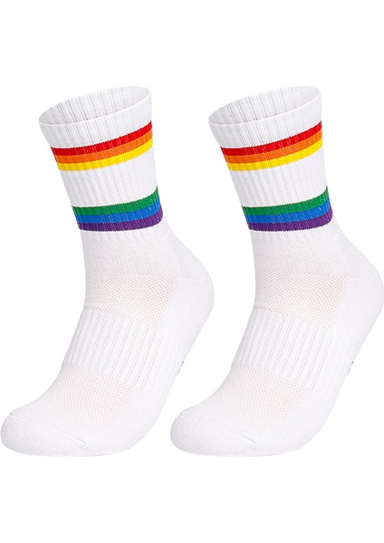 Ter Esneklik Atletik Çorap Pamuk Tenis Çorapları Çizgili Ekip Çorap Spor Koşu Çorapları (Yurt Dışından)