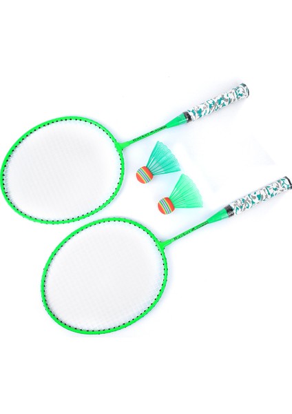 Çocuk Badminton Raketi 2 Top Seti Açık Hava Spor Oyunu Çocuk Erkek Kız Oyuncak Floresan Yeşil (Yurt Dışından)