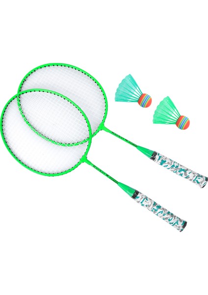 Çocuk Badminton Raketi 2 Top Seti Açık Hava Spor Oyunu Çocuk Erkek Kız Oyuncak Floresan Yeşil (Yurt Dışından)