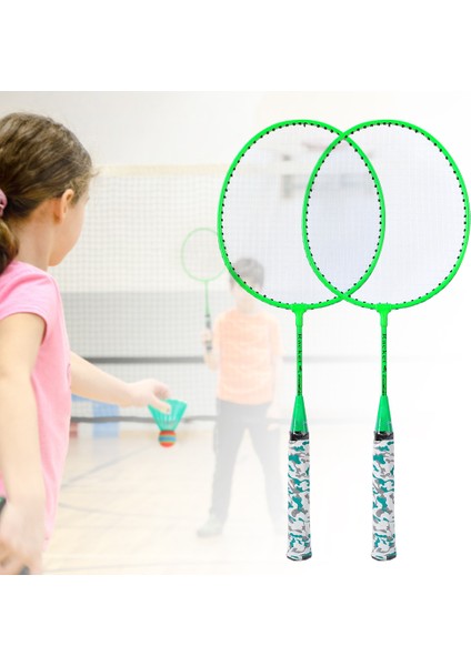 Çocuk Badminton Raketi 2 Top Seti Açık Hava Spor Oyunu Çocuk Erkek Kız Oyuncak Floresan Yeşil (Yurt Dışından)