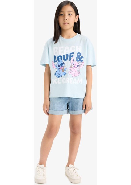 Kız Çocuk Disney Lilo & Stitch Relax Fit Bisiklet Yaka Kısa Kollu Tişört F5391A825HS fiyatları
