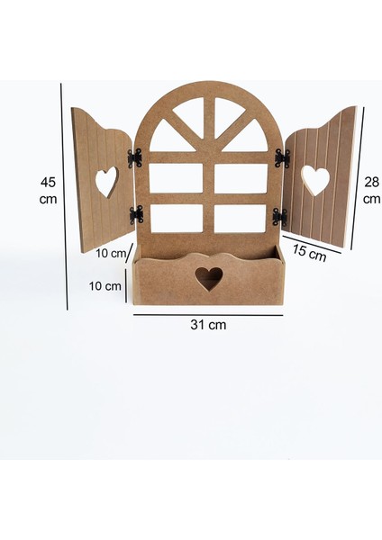Ham Mdf, Boyanabilir, Dekoratif Panjurlu Pencereli Çiçeklik, Panjur Raf indirimleri