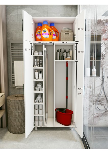 Çok Amaçlı Dolap Beyaz Banyo Düzenleyici Kiler Dolabı