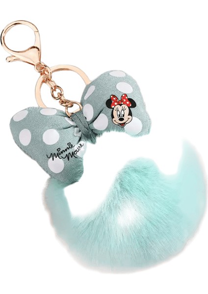 Disney Minnie Mickey Mouse Peluş Anahtarlıklar Karikatür Puantiyeli Yay Pom-Pom Anahtarlık Kolye Araba Çanta Süsü Kız Çocuk Hediye Oyuncak (Yurt Dışından)