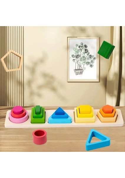 Montessori Ahşap Oyuncaklar Ahşap Sıralama Oyuncaklar Bebek Yeni Yürümeye Başlayan Eğitim Şekli Renk Sıra Okul Öncesi Çocuk Hediyesi: NB165C1 (Yurt Dışından)