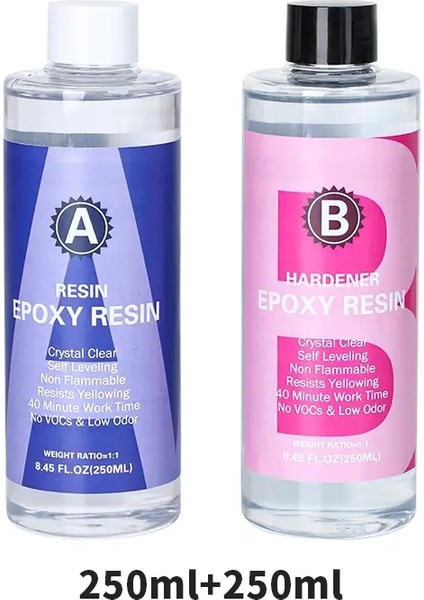 1: 1 Kristal Berraklığında Epoksi Reçine Kiti Yüksek Parlak Kacıklar Sanat Reçine Malzemeleri Kaplama ve Döküm Zanaat Diy Mücevher Yapımı Renk: 250ML 250ML (Yurt Dışından)